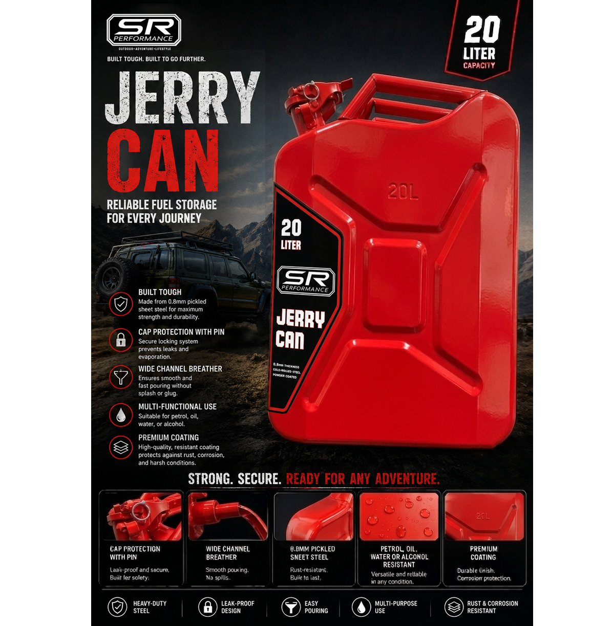 FUEL TANK STEEL RED